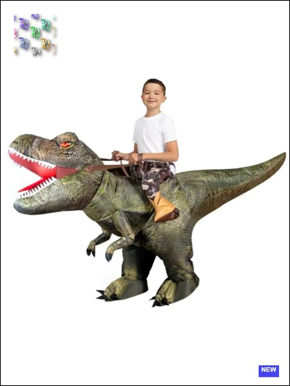 Inflatable T-Rex Costume for Kids, Blow Up Dinosaur Dress-Up, Halloween Party